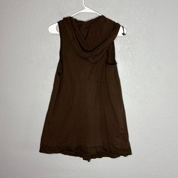 Neon Buddha Brown Tie Waist Hooded Long Vest Set Size Small - Picture 3 of 10